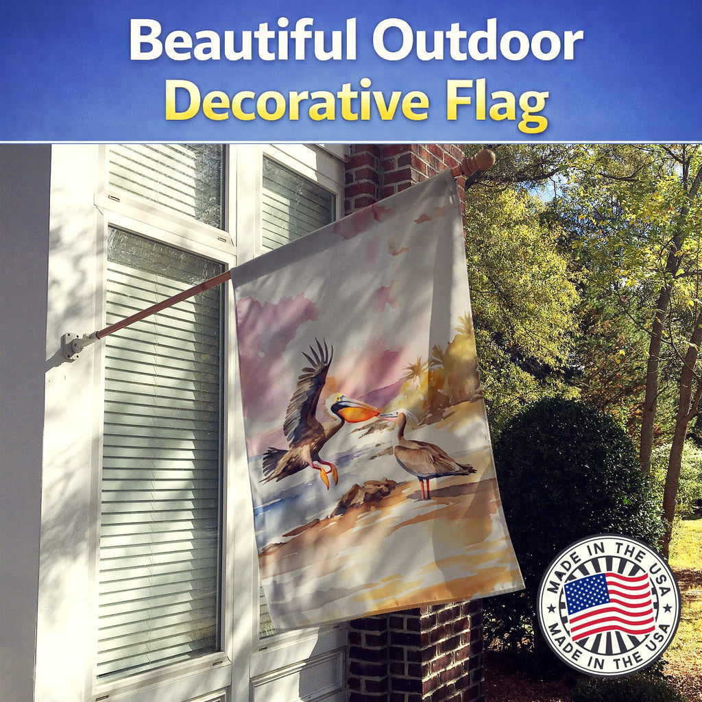 Pelican House Flag 28x40 Porch Sleeve Pole Decorative Outside Yard Banner Artwork Wall Hanging, Polyester
