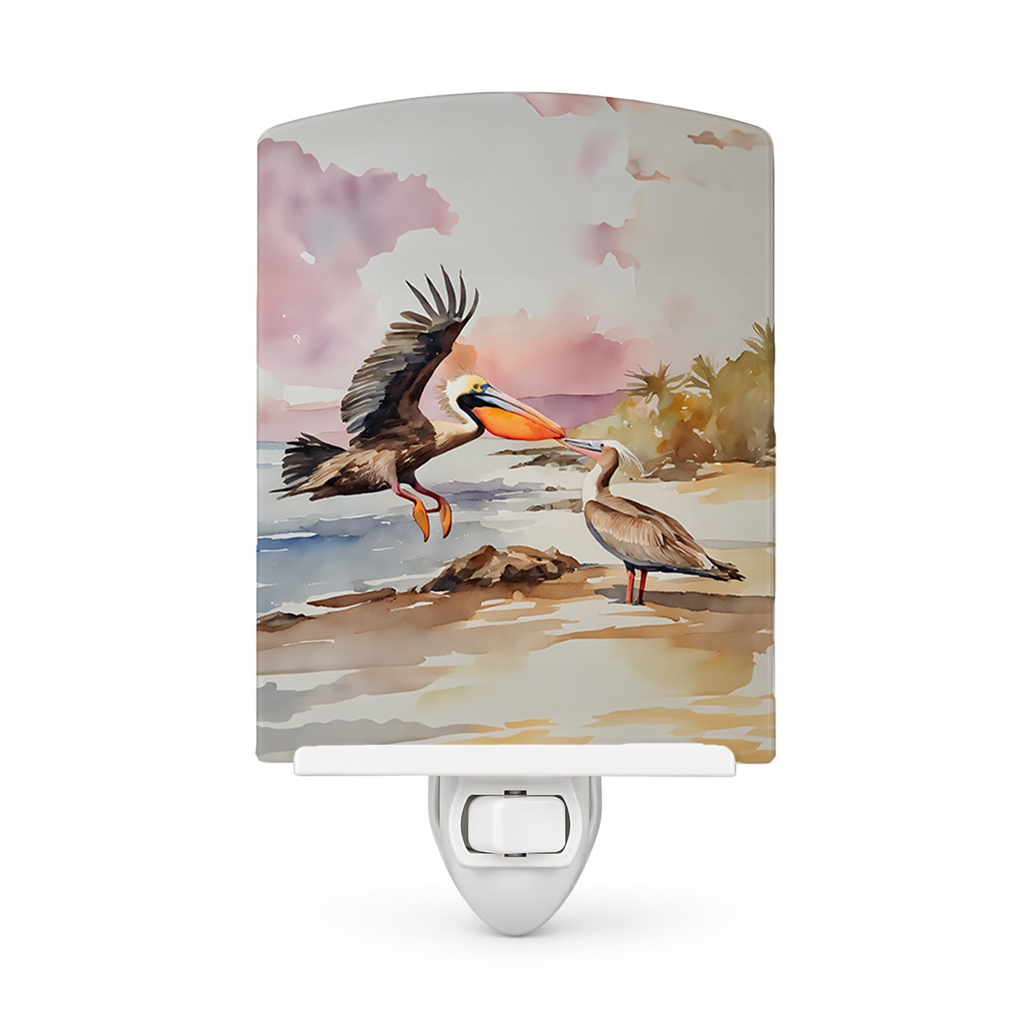 Pelican Ceramic Night Light Compact, UL-Certified, Ideal for Bedroom, Bathroom, Nursery, Hallway, Kitchen, 6x4x3, Multicolor