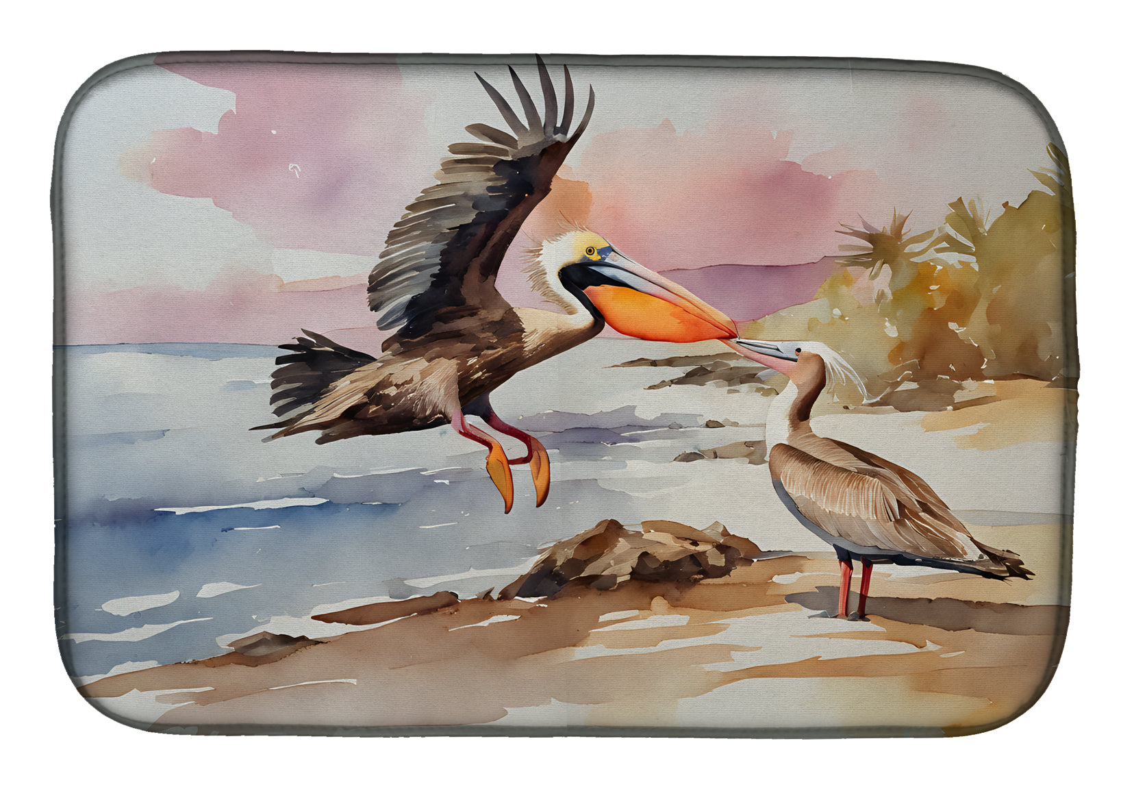 Pelican Dish Drying Mat Absorbent Dish Drying Mat Pad for Kitchen Counter Dish Drainer Mat for Countertop, 14 x 21", Multicolor