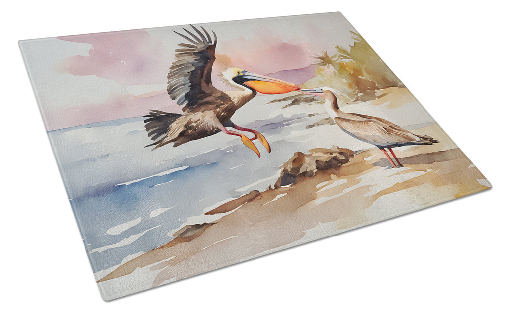 Pelican Cutting Board Tempered Glass Kitchen Cutting Surface, Heat Resistant Chopping, Non-Slip Feet, Food Prep & Serving