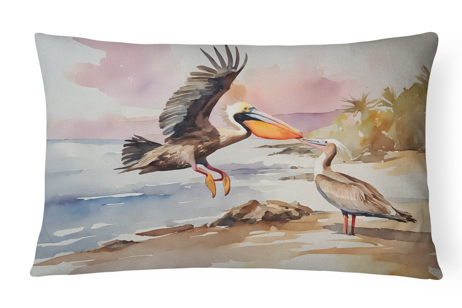 Pelican Decorative Throw Pillow 12x16 Indoor Outdoor Accent Cushion, Fabric Cover with Insert for Sofa, Bed, Porch & Living Room