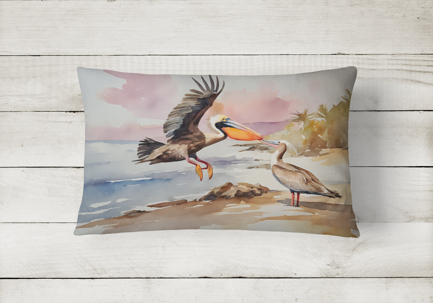 Pelican Decorative Throw Pillow 12x16 Indoor Outdoor Accent Cushion, Fabric Cover with Insert for Sofa, Bed, Porch & Living Room