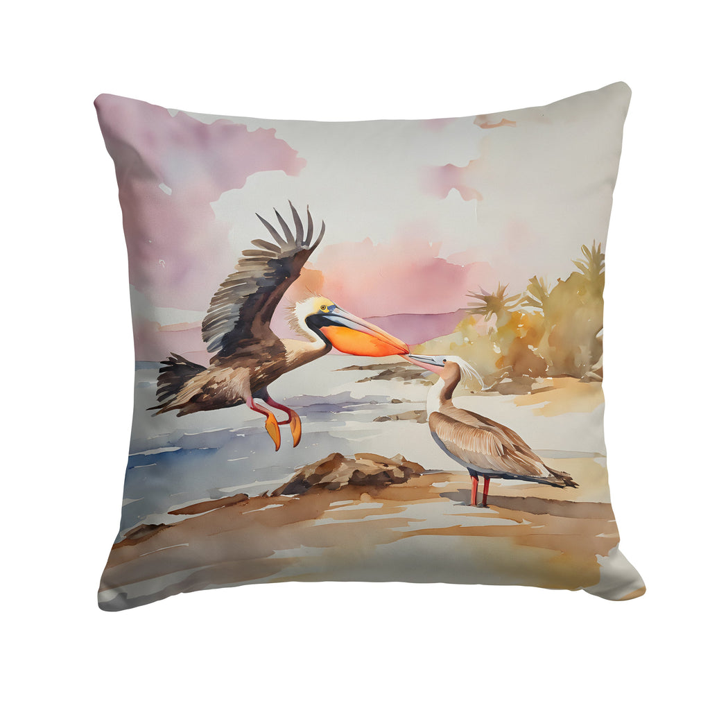 Pelican Decorative Throw Pillow 14x14 Indoor Outdoor Accent Cushion, Fabric Cover with Insert for Sofa, Bed, Porch & Living Room