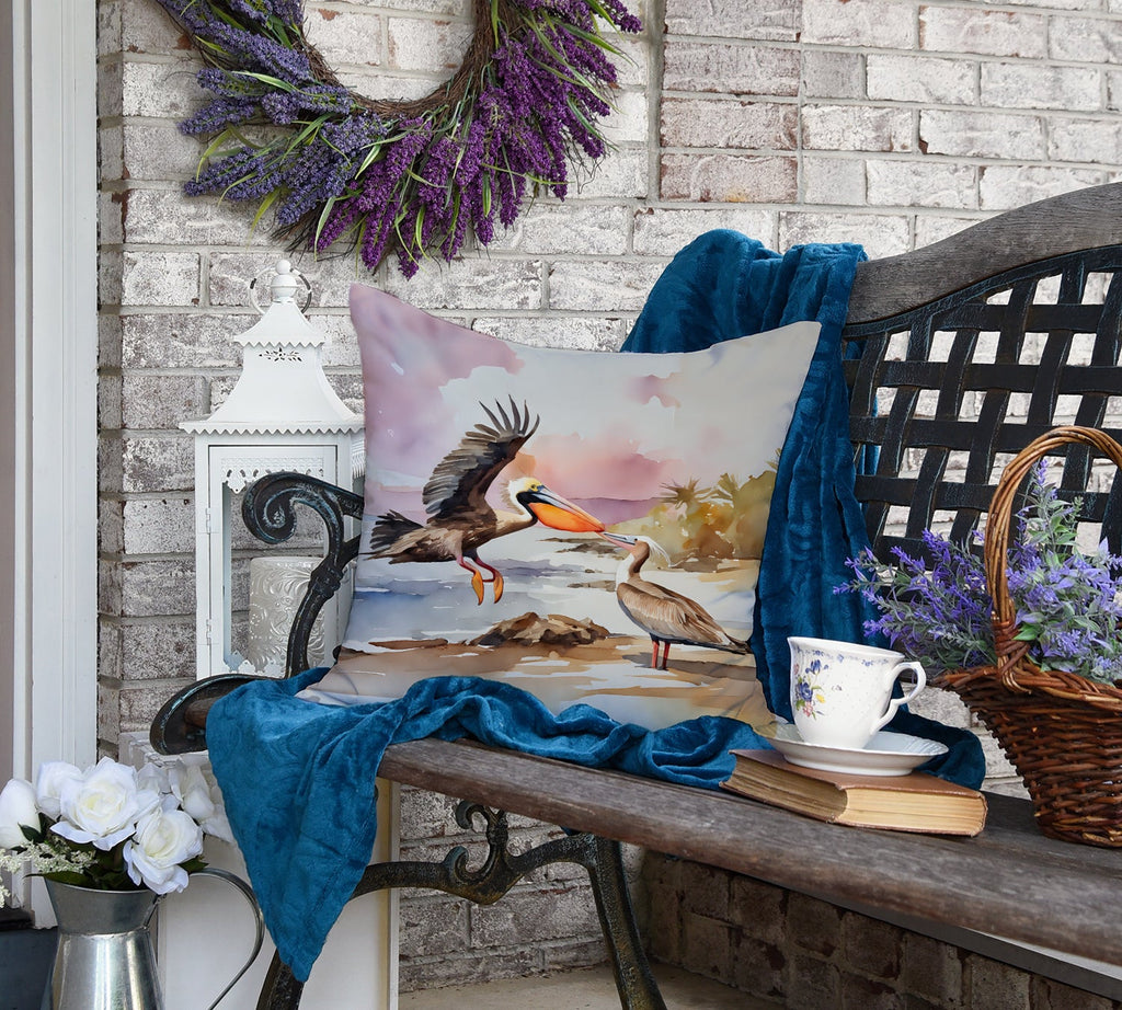 Pelican Decorative Throw Pillow 18x18 Indoor Outdoor Accent Cushion, Fabric Cover with Insert for Sofa, Bed, Porch & Living Room