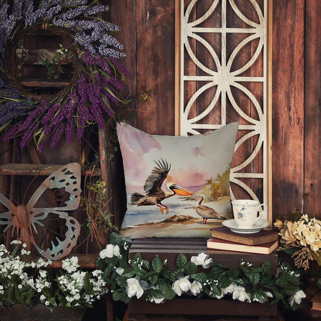 Pelican Decorative Throw Pillow 18x18 Indoor Outdoor Accent Cushion, Fabric Cover with Insert for Sofa, Bed, Porch & Living Room