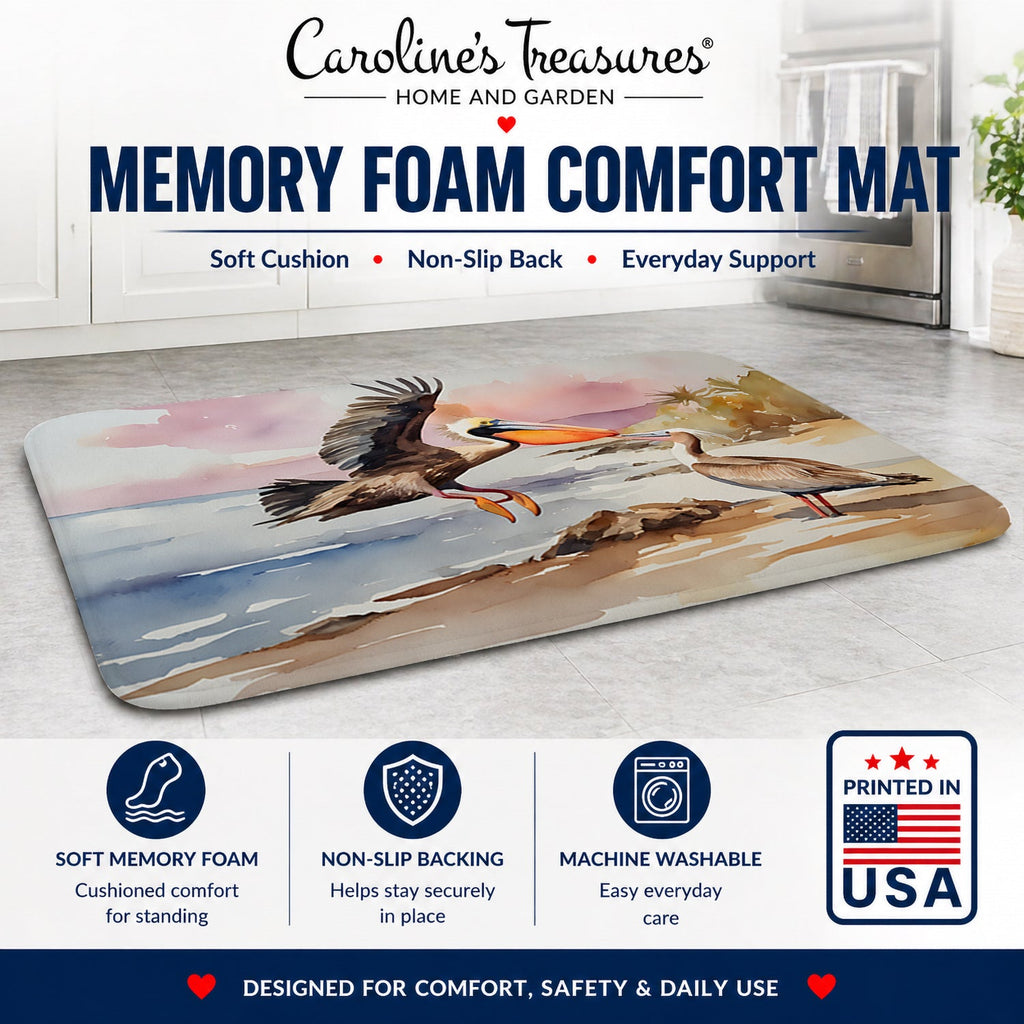 Pelican Memory Foam Kitchen Mat Machine Washable Anti-Fatigue Cushion Comfort Bath or Kitchen Rug