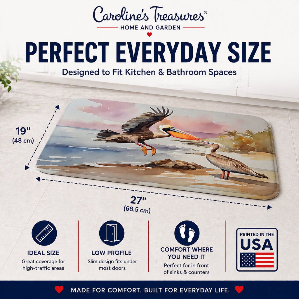 Pelican Memory Foam Kitchen Mat Machine Washable Anti-Fatigue Cushion Comfort Bath or Kitchen Rug