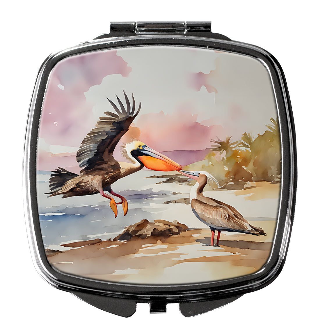 Pelican Compact Mirror Decorative Travel Makeup Mirror for Women Girls Gifts Pocket Makeup Mirror Folding Handheld