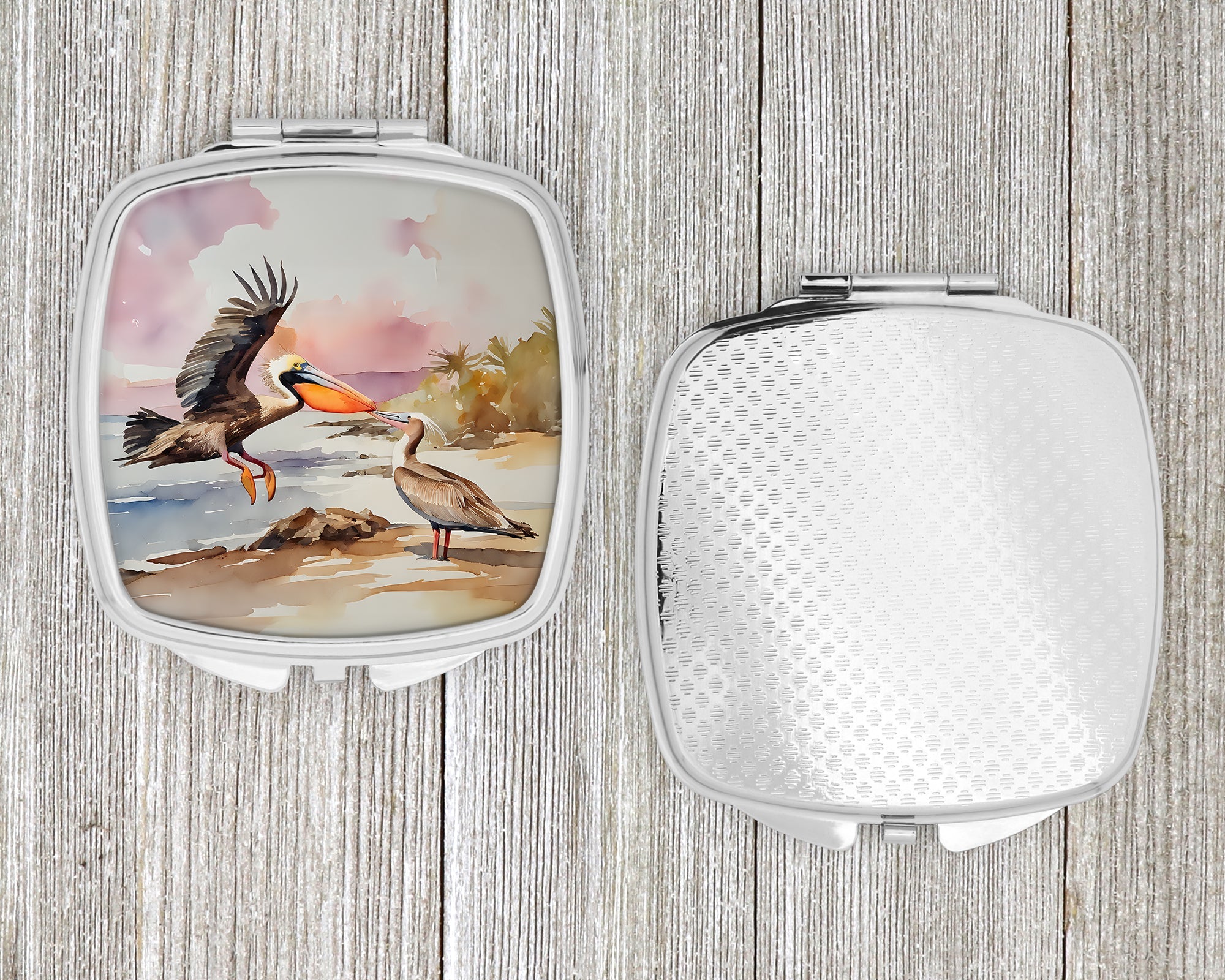 Pelican Compact Mirror Decorative Travel Makeup Mirror for Women Girls Gifts Pocket Makeup Mirror Folding Handheld