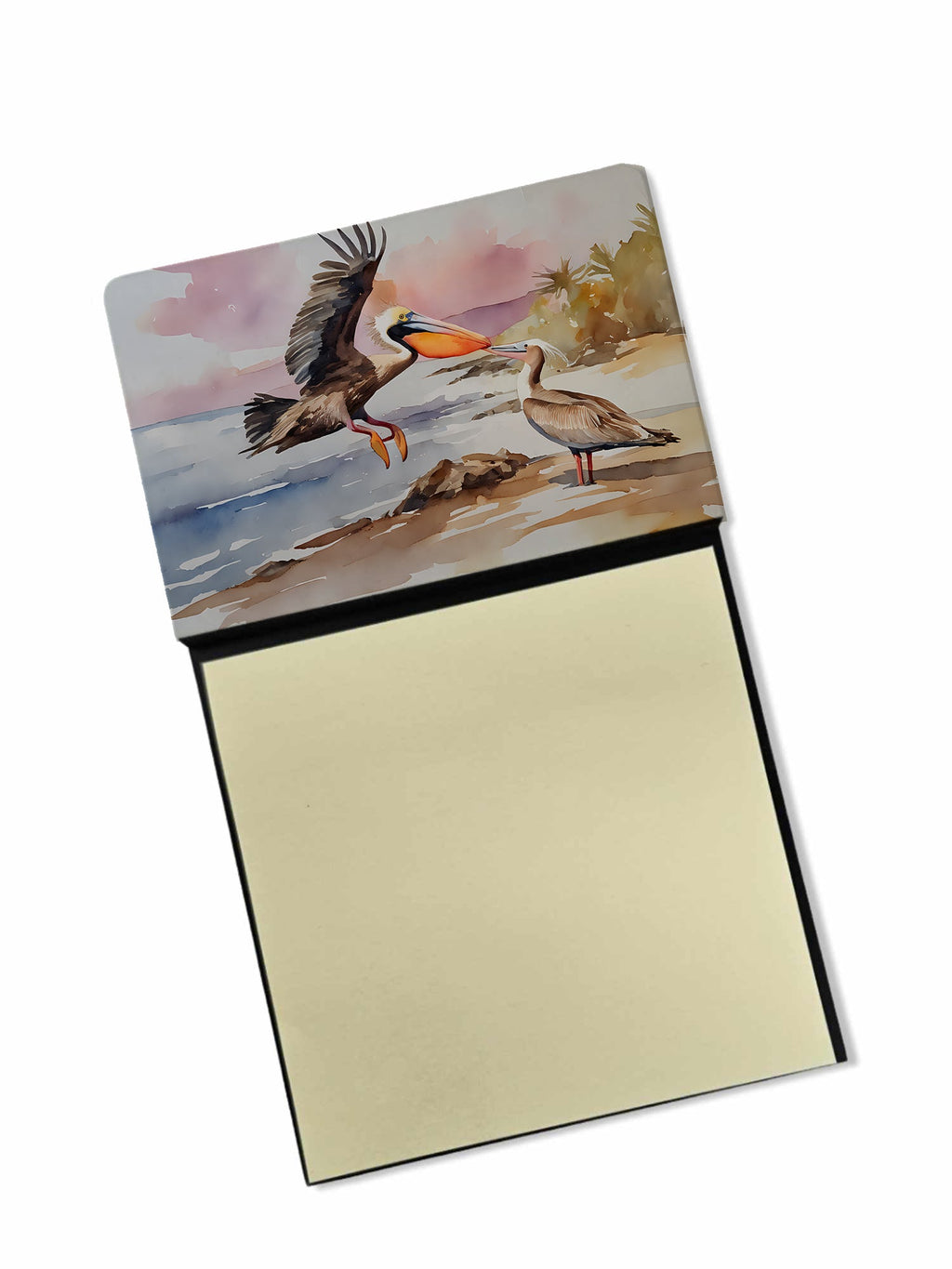 Pelican Watercolor Sticky Note Holder Refillable Dispenser Desk Accessory 3x3 Pad Gift