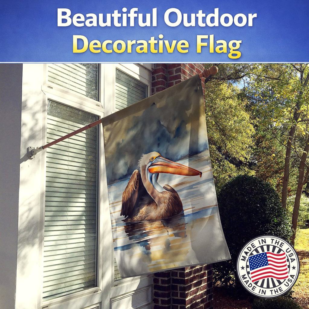 Pelican House Flag 28x40 Porch Sleeve Pole Decorative Outside Yard Banner Artwork Wall Hanging, Polyester