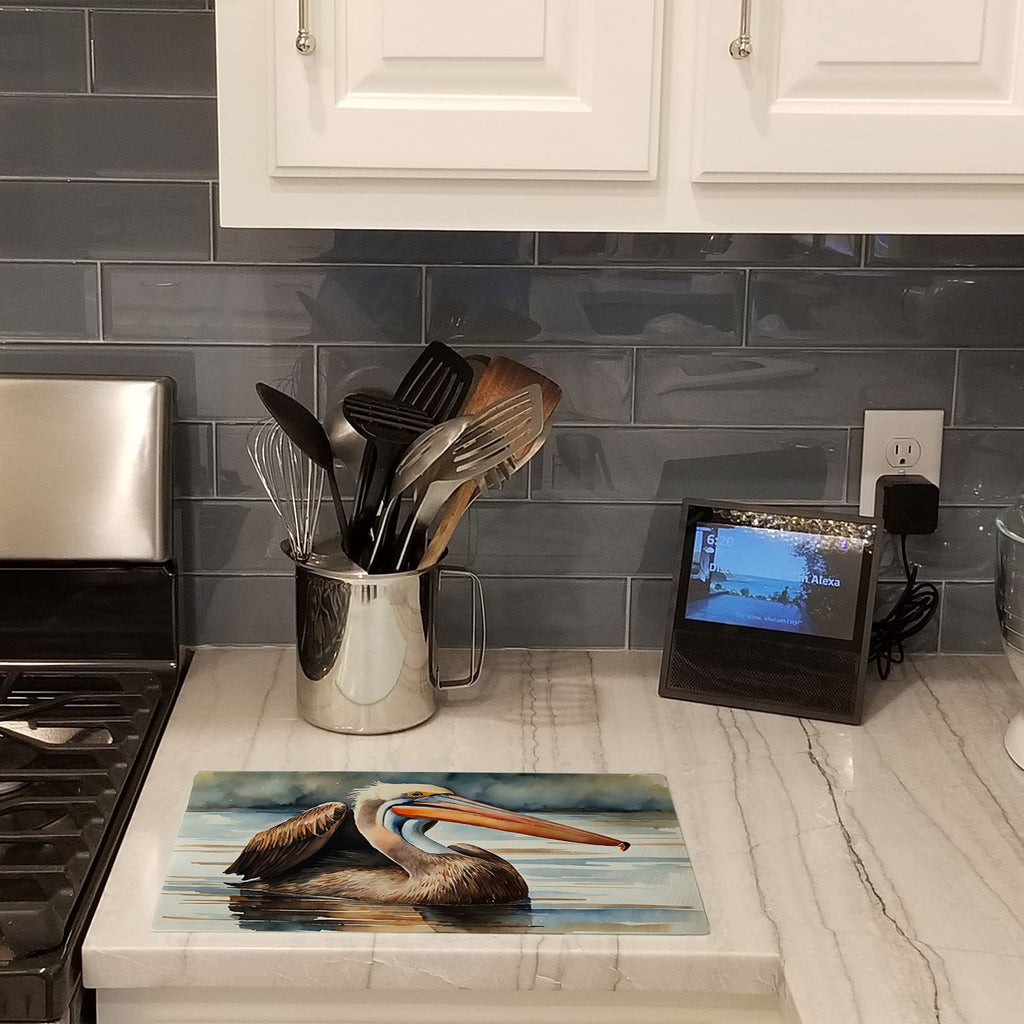 Pelican Cutting Board Tempered Glass Kitchen Cutting Surface, Heat Resistant Chopping, Non-Slip Feet, Food Prep & Serving