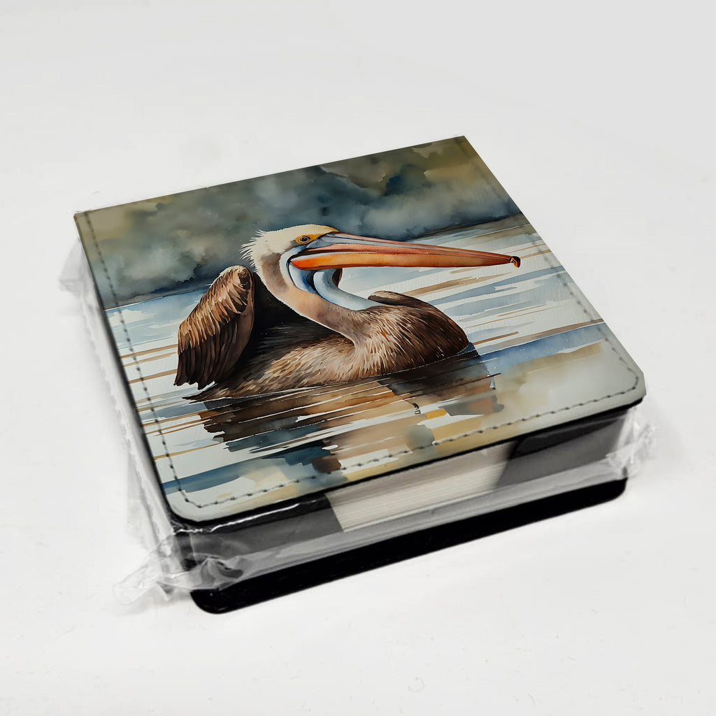 Pelican PU Leather Note Paper Holder with Artist-Designed Cover, Desk Accessory, Office Gift