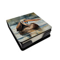 Pelican PU Leather Note Paper Holder with Artist-Designed Cover, Desk Accessory, Office Gift