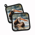 Pelican Pot Holder Set of 2 Heat Resistant Quilted Hot Pads 7.5 x 7.5 Inch, Insulated Kitchen Trivets for Cooking & Baking