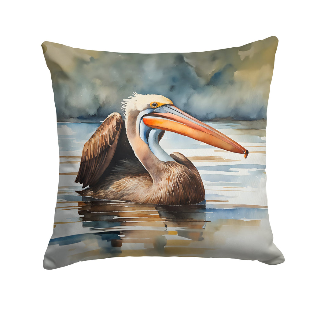 Pelican Decorative Throw Pillow 14x14 Indoor Outdoor Accent Cushion, Fabric Cover with Insert for Sofa, Bed, Porch & Living Room