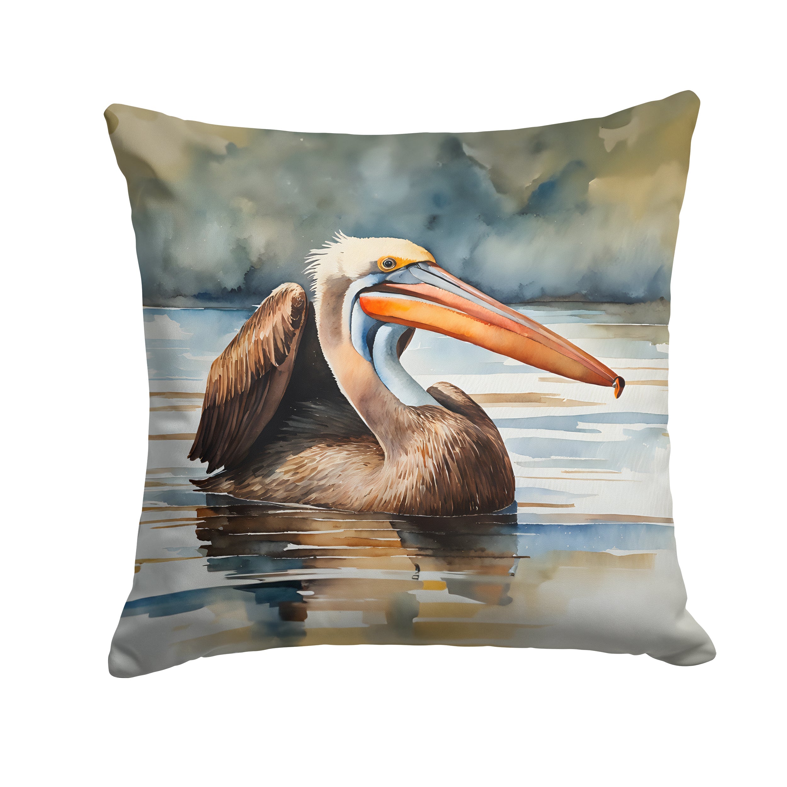 Pelican Decorative Throw Pillow 14x14 Indoor Outdoor Accent Cushion, Fabric Cover with Insert for Sofa, Bed, Porch & Living Room