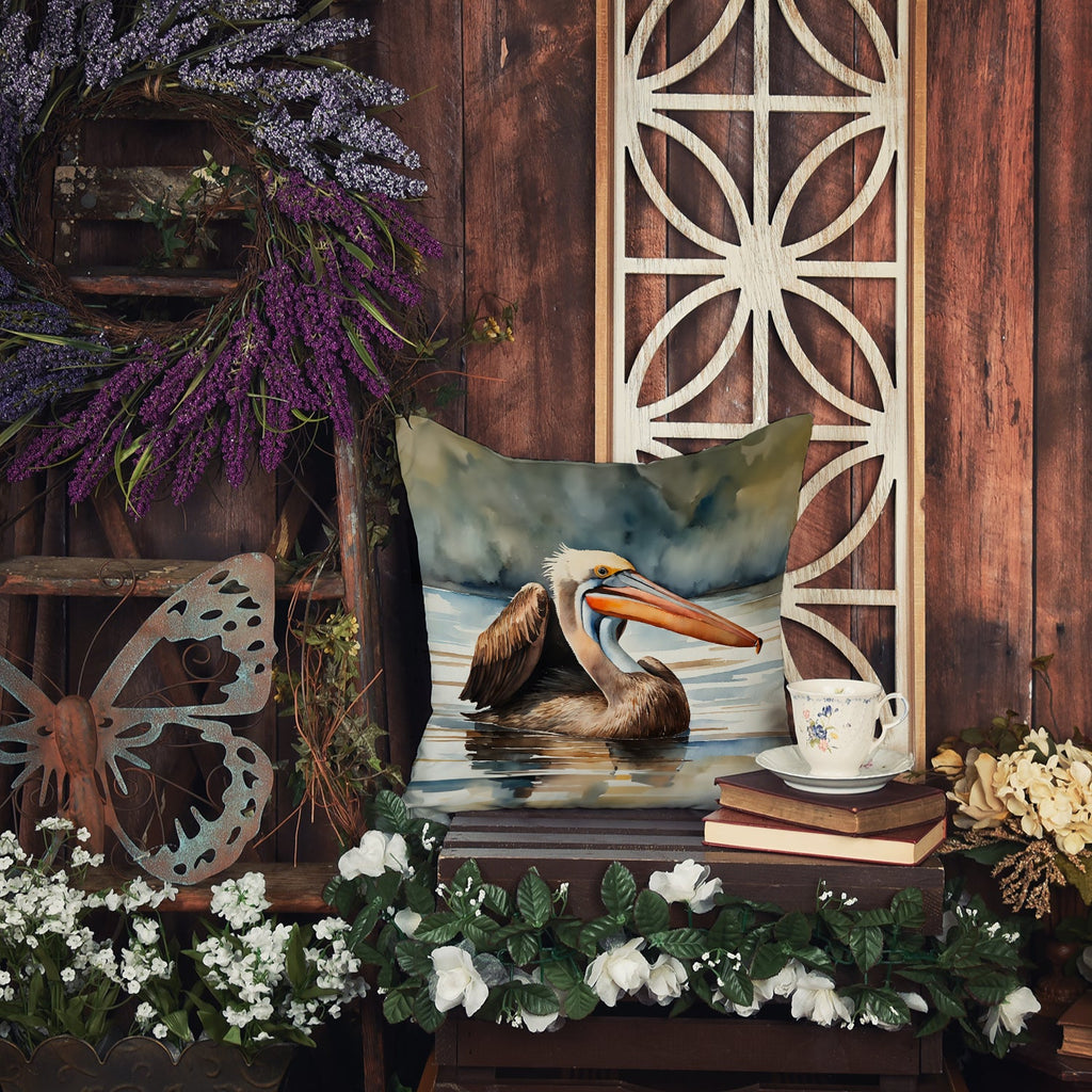 Pelican Decorative Throw Pillow 18x18 Indoor Outdoor Accent Cushion, Fabric Cover with Insert for Sofa, Bed, Porch & Living Room