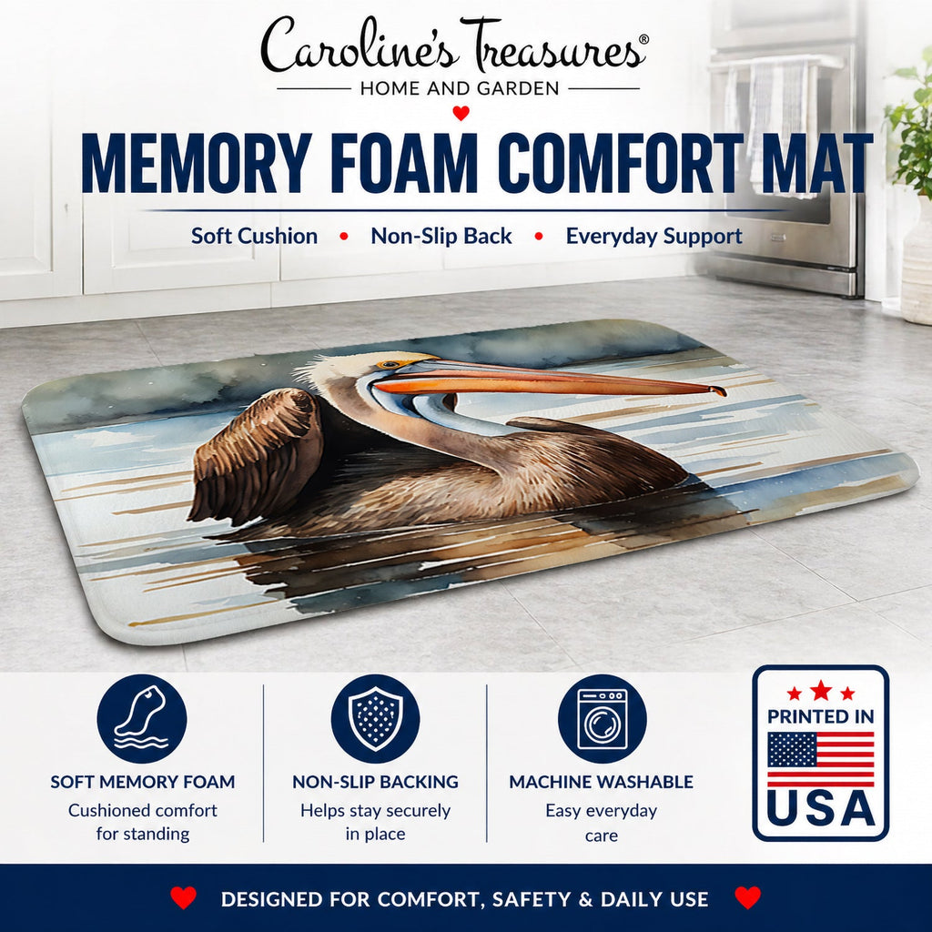 Pelican Memory Foam Kitchen Mat Machine Washable Anti-Fatigue Cushion Comfort Bath or Kitchen Rug