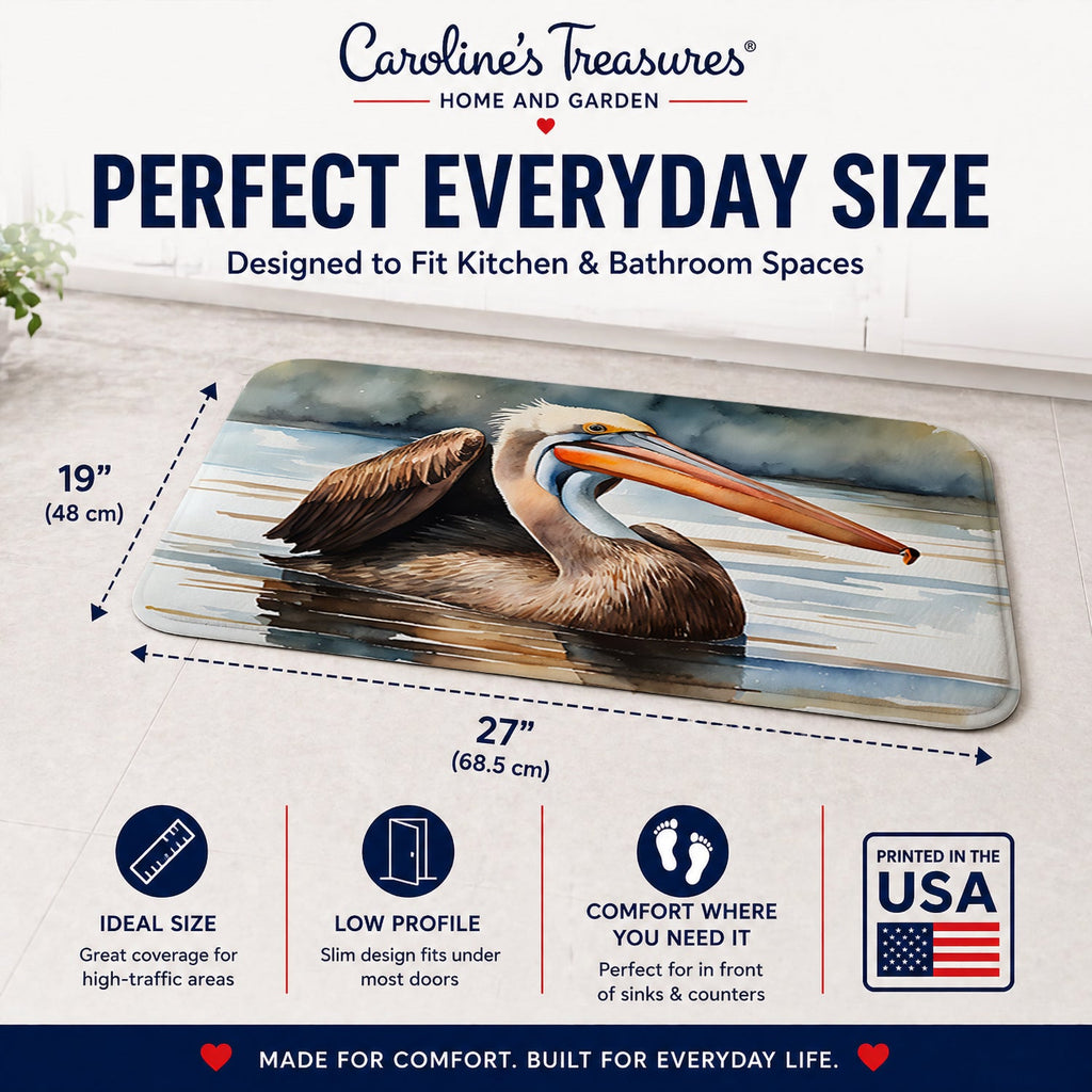 Pelican Memory Foam Kitchen Mat Machine Washable Anti-Fatigue Cushion Comfort Bath or Kitchen Rug