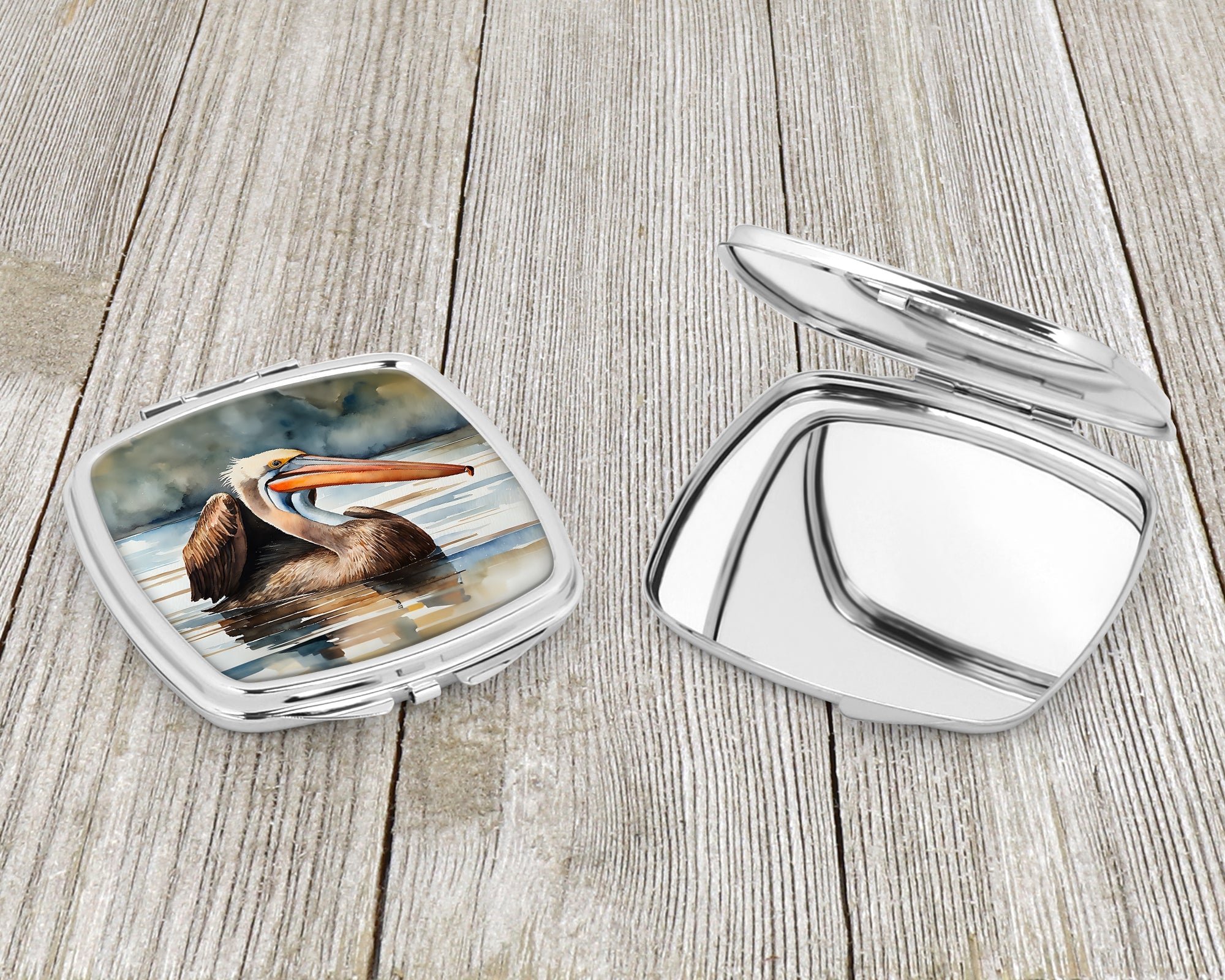 Pelican Compact Mirror Decorative Travel Makeup Mirror for Women Girls Gifts Pocket Makeup Mirror Folding Handheld