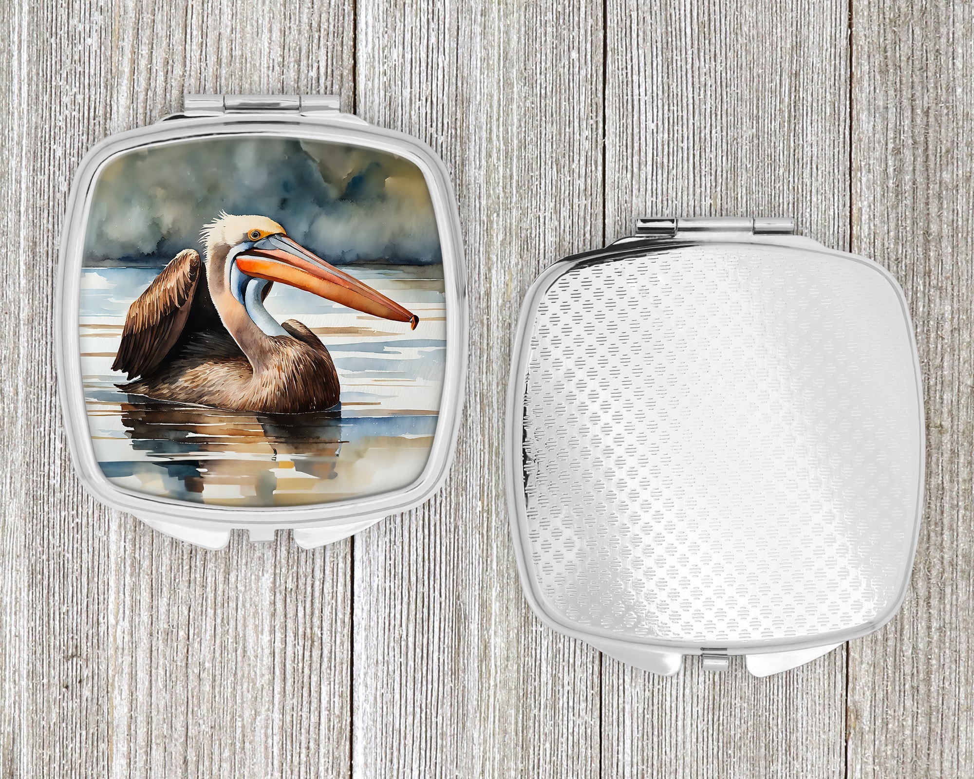 Pelican Compact Mirror Decorative Travel Makeup Mirror for Women Girls Gifts Pocket Makeup Mirror Folding Handheld