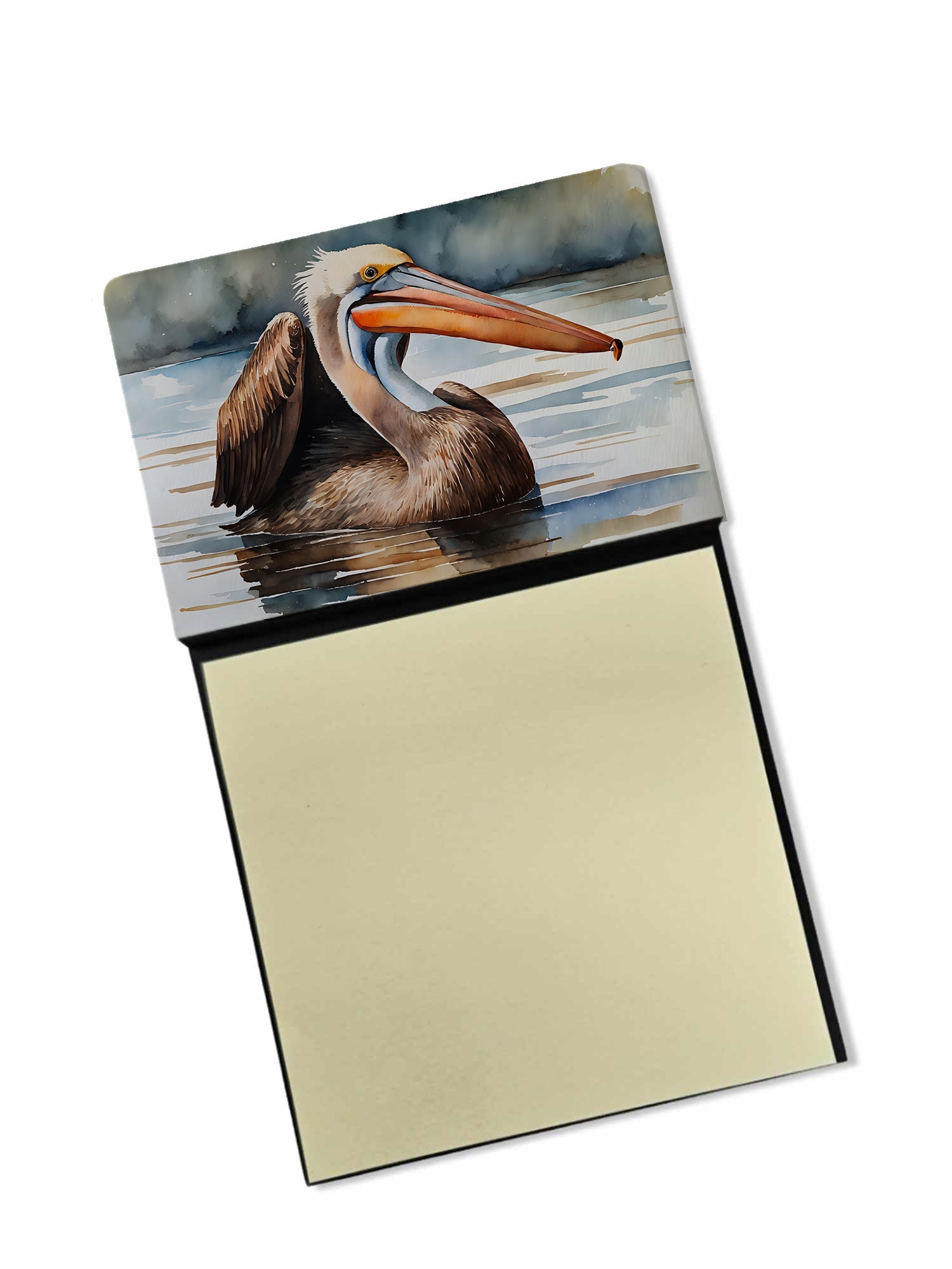 Pelican Watercolor Sticky Note Holder Refillable Dispenser Desk Accessory 3x3 Pad Gift