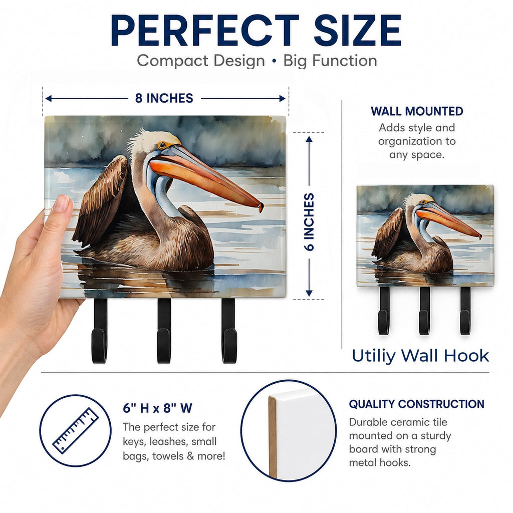 Pelican Leash or Key Holder Wall Hooks, Coat Rack Wall Mount, for Hanging Keys, Towels, Aprons, Leashes