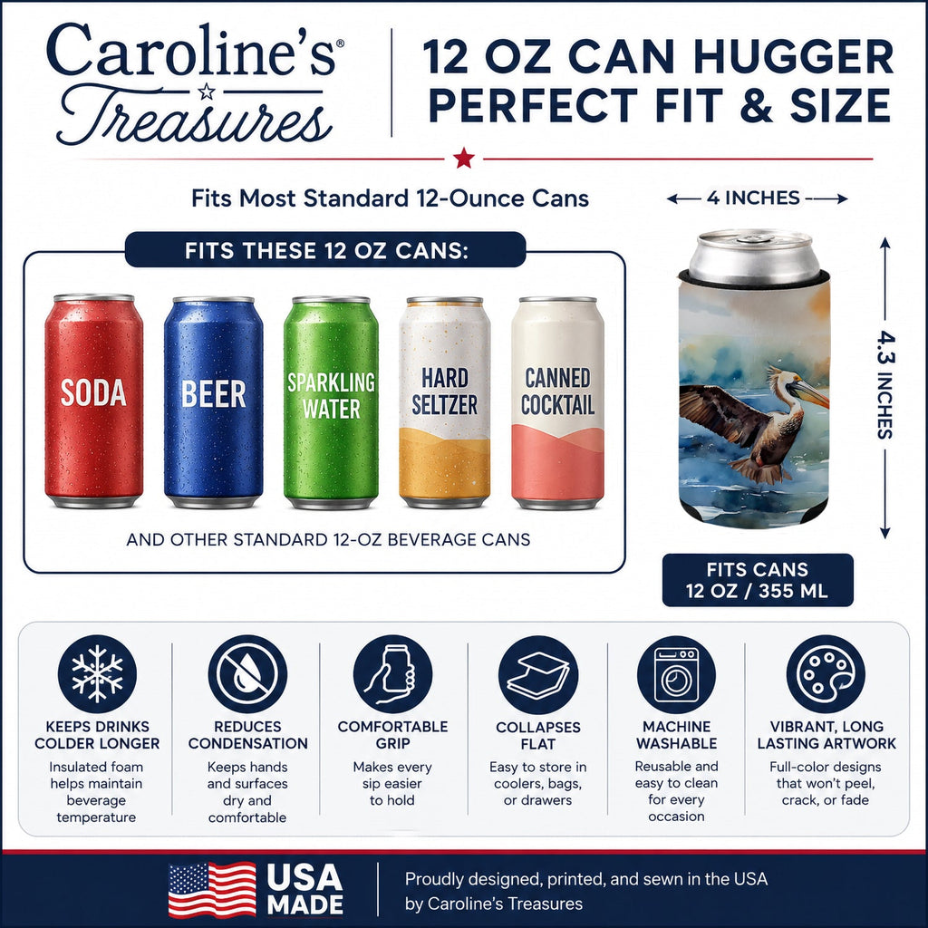 Pelican Can or Bottle Hugger Cooler Sleeve for Standard 12 oz Cans, Insulated Foam Beer & Soda Can Hugger Reusable