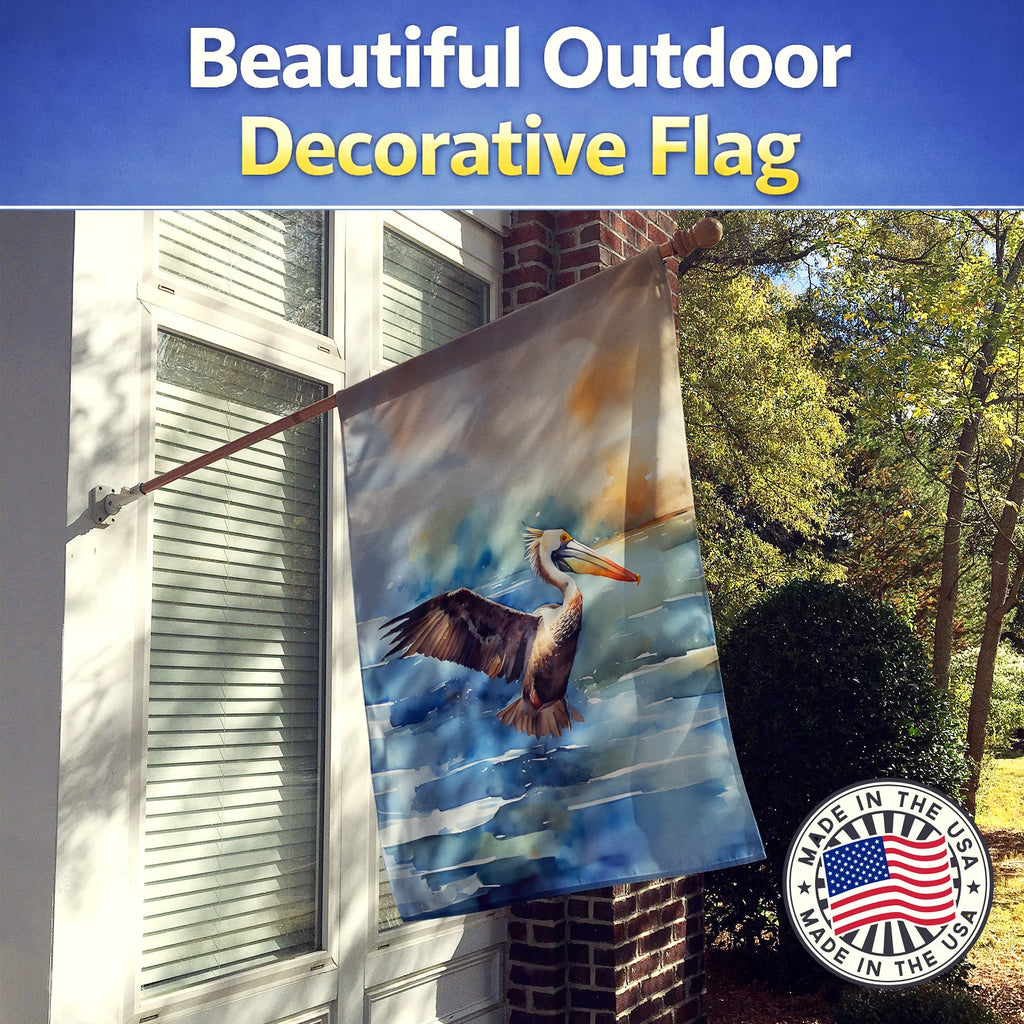 Pelican House Flag 28x40 Porch Sleeve Pole Decorative Outside Yard Banner Artwork Wall Hanging, Polyester