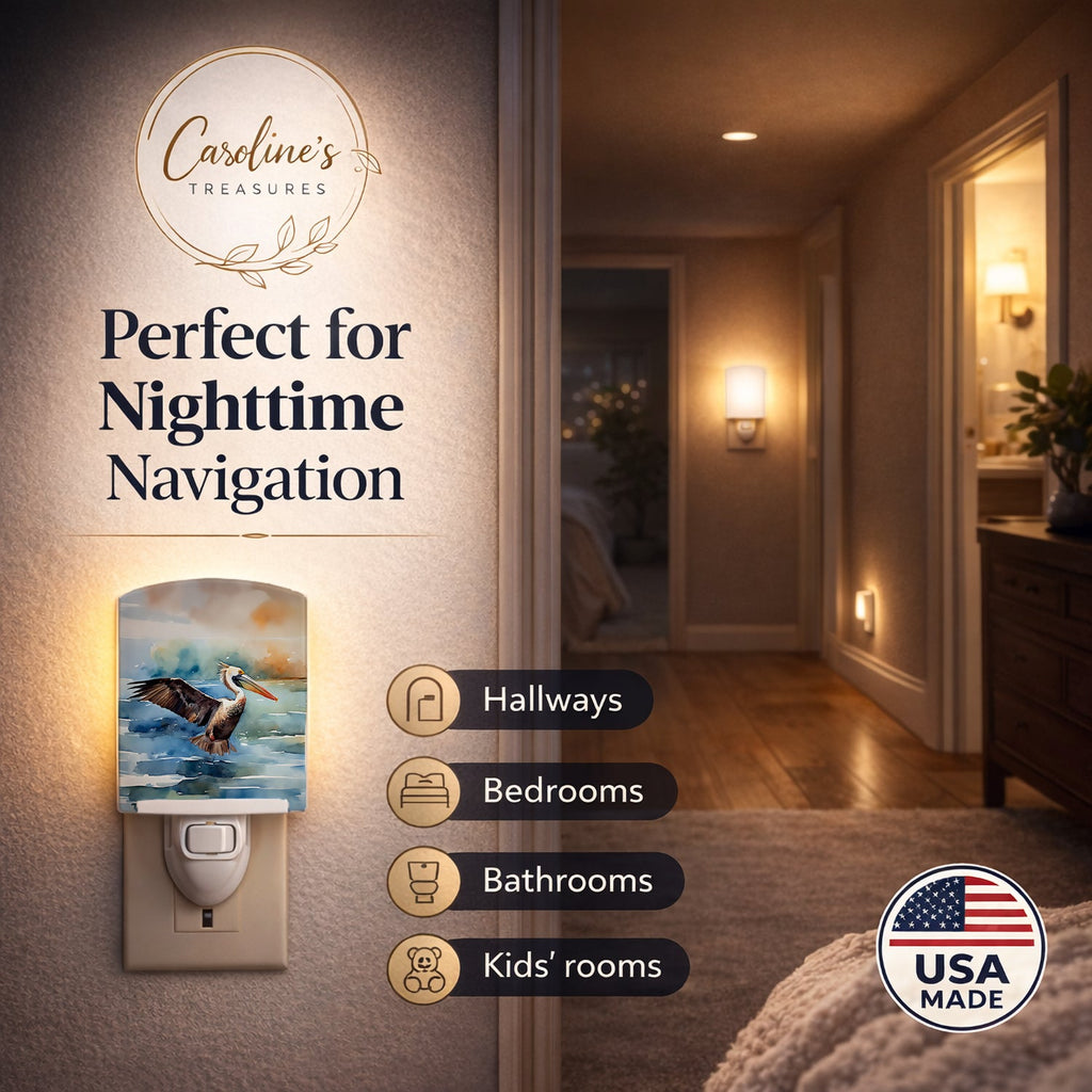 Pelican Ceramic Night Light Compact, UL-Certified, Ideal for Bedroom, Bathroom, Nursery, Hallway, Kitchen, 6x4x3, Multicolor