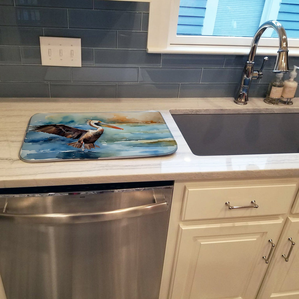 Pelican Dish Drying Mat Absorbent Dish Drying Mat Pad for Kitchen Counter Dish Drainer Mat for Countertop, 14 x 21", Multicolor