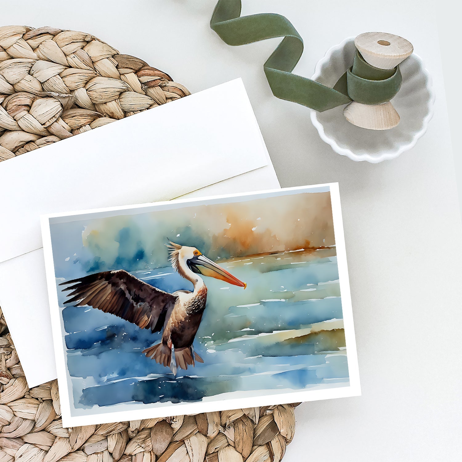 Pelican Greeting Cards Pack of 8 Blank Cards with Envelopes Whimsical A7 Size 5x7