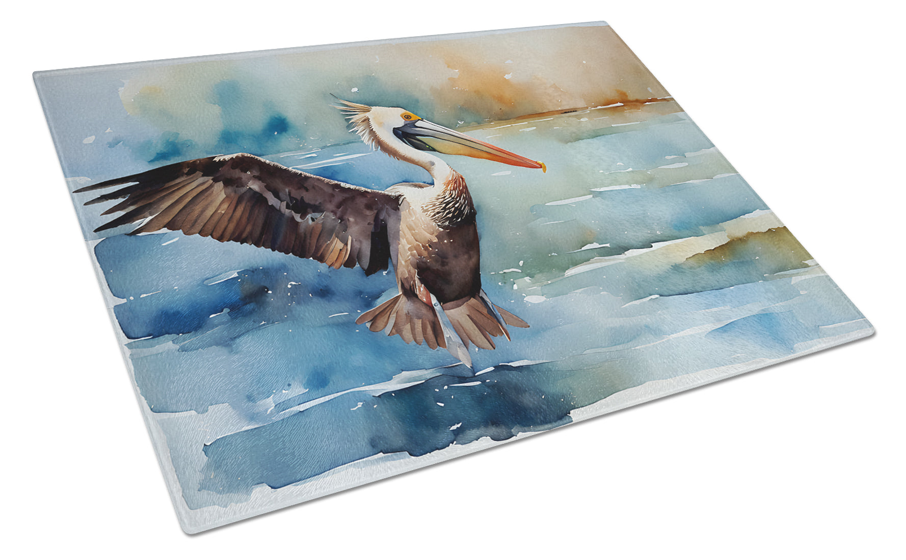 Pelican Cutting Board Tempered Glass Kitchen Cutting Surface, Heat Resistant Chopping, Non-Slip Feet, Food Prep & Serving
