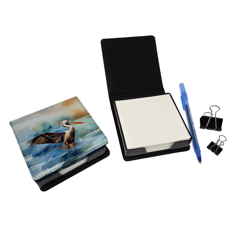 Pelican PU Leather Note Paper Holder with Artist-Designed Cover, Desk Accessory, Office Gift