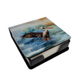 Pelican PU Leather Note Paper Holder with Artist-Designed Cover, Desk Accessory, Office Gift