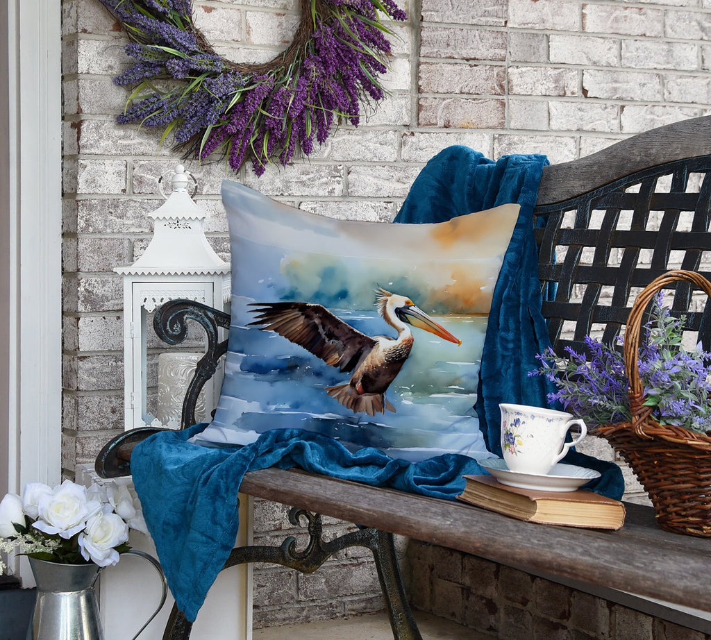 Pelican Decorative Throw Pillow 18x18 Indoor Outdoor Accent Cushion, Fabric Cover with Insert for Sofa, Bed, Porch & Living Room