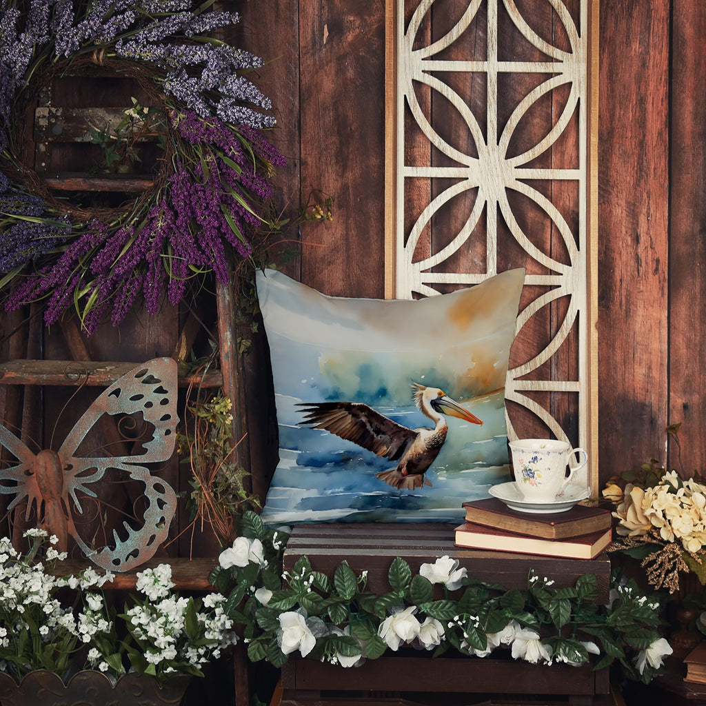 Pelican Decorative Throw Pillow 18x18 Indoor Outdoor Accent Cushion, Fabric Cover with Insert for Sofa, Bed, Porch & Living Room