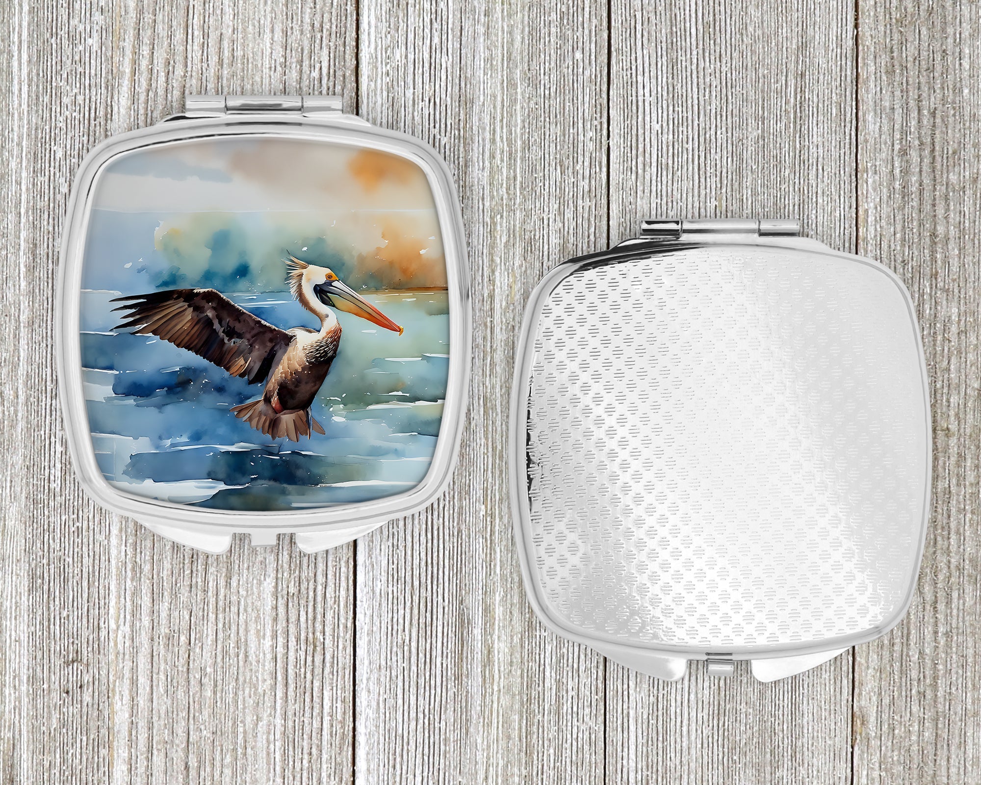 Pelican Compact Mirror Decorative Travel Makeup Mirror for Women Girls Gifts Pocket Makeup Mirror Folding Handheld