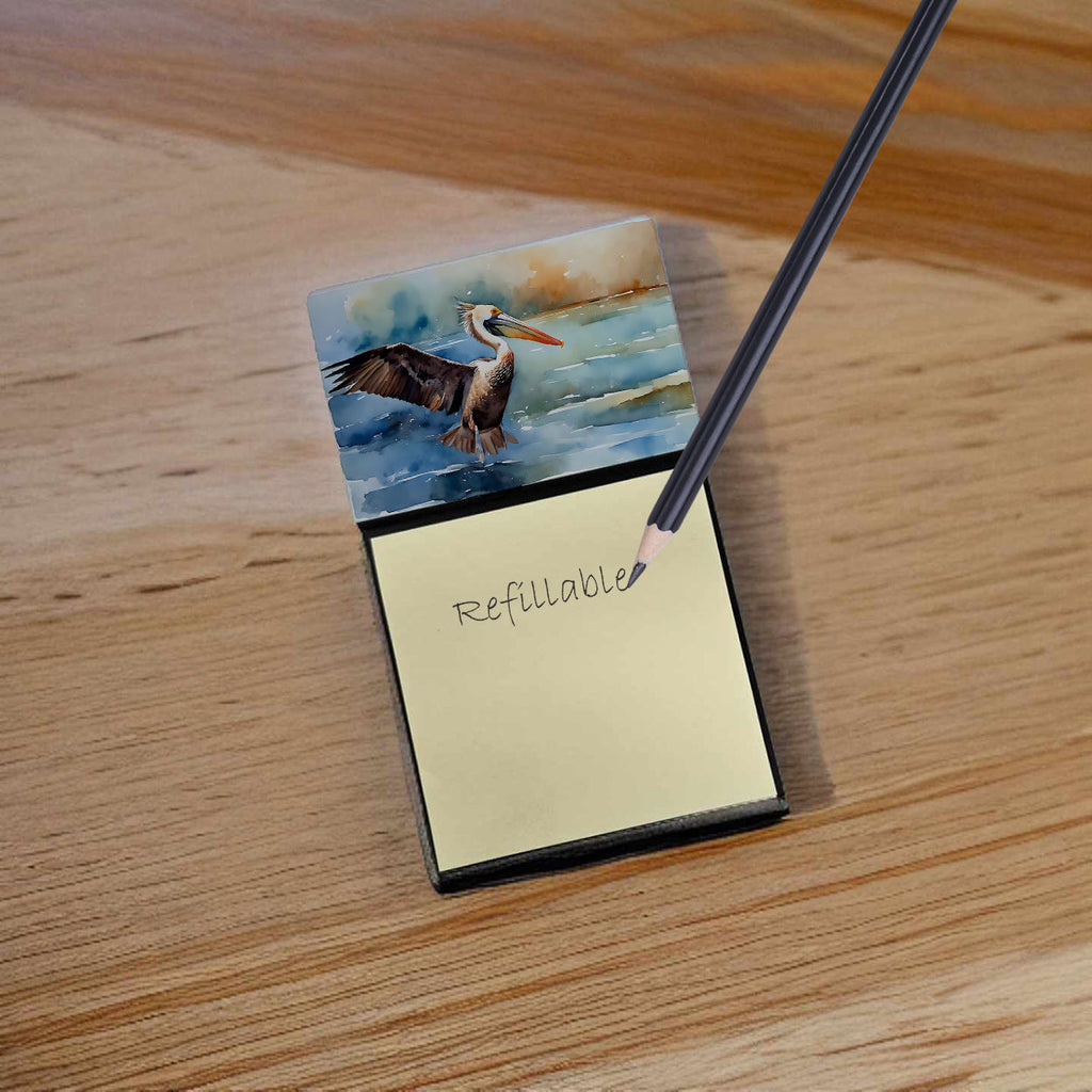 Pelican Watercolor Sticky Note Holder Refillable Dispenser Desk Accessory 3x3 Pad Gift