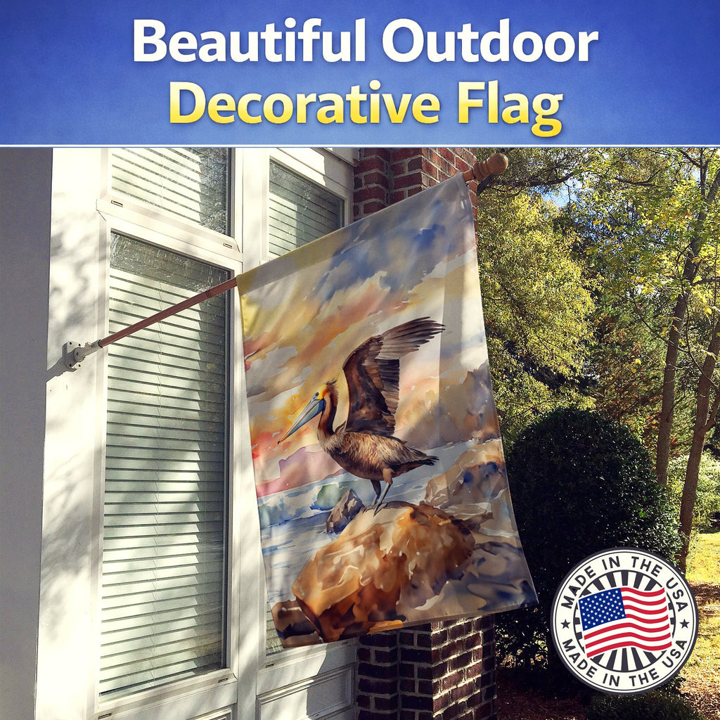 Pelican House Flag 28x40 Porch Sleeve Pole Decorative Outside Yard Banner Artwork Wall Hanging, Polyester