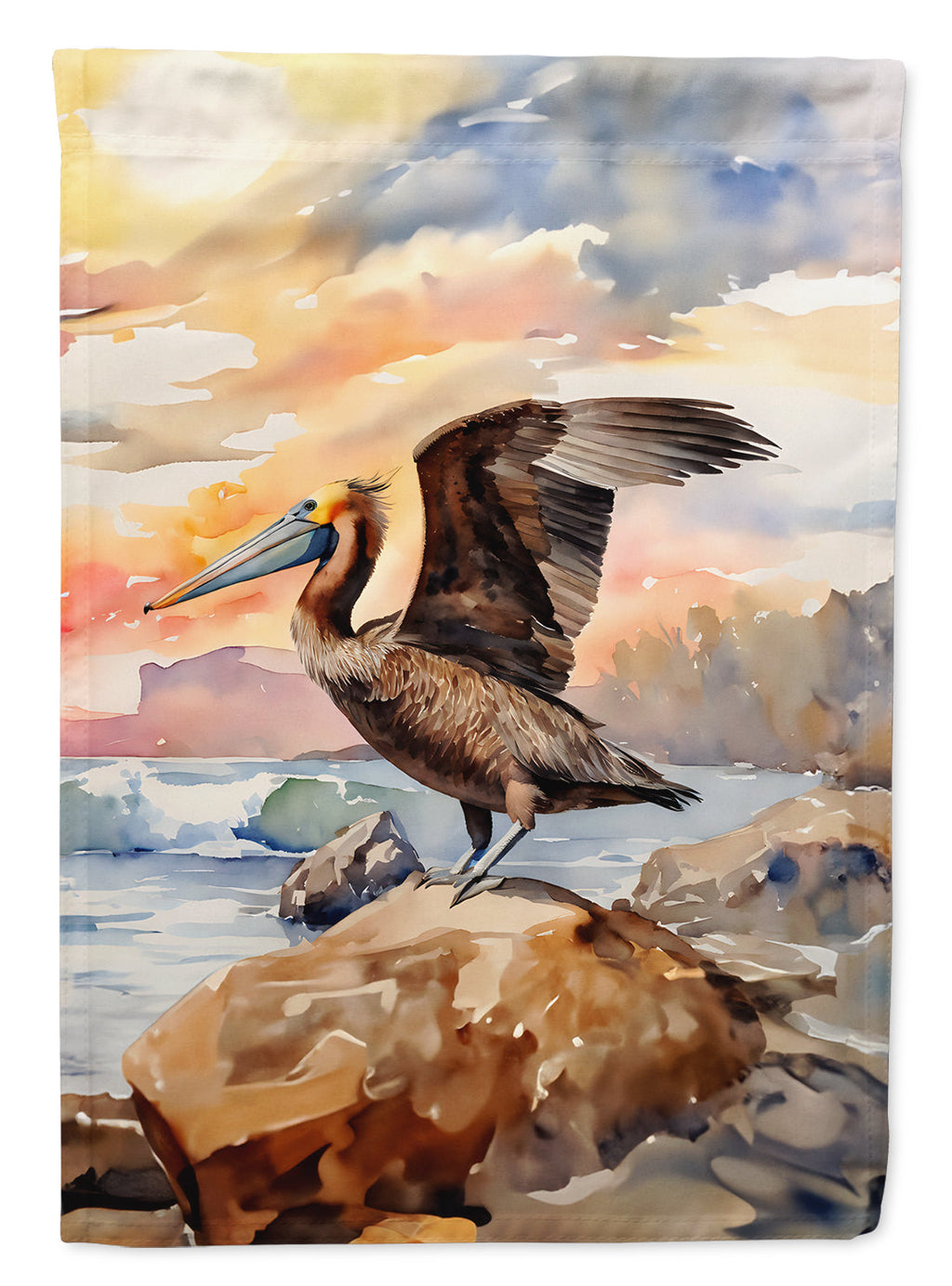 Pelican House Flag 28x40 Porch Sleeve Pole Decorative Outside Yard Banner Artwork Wall Hanging, Polyester