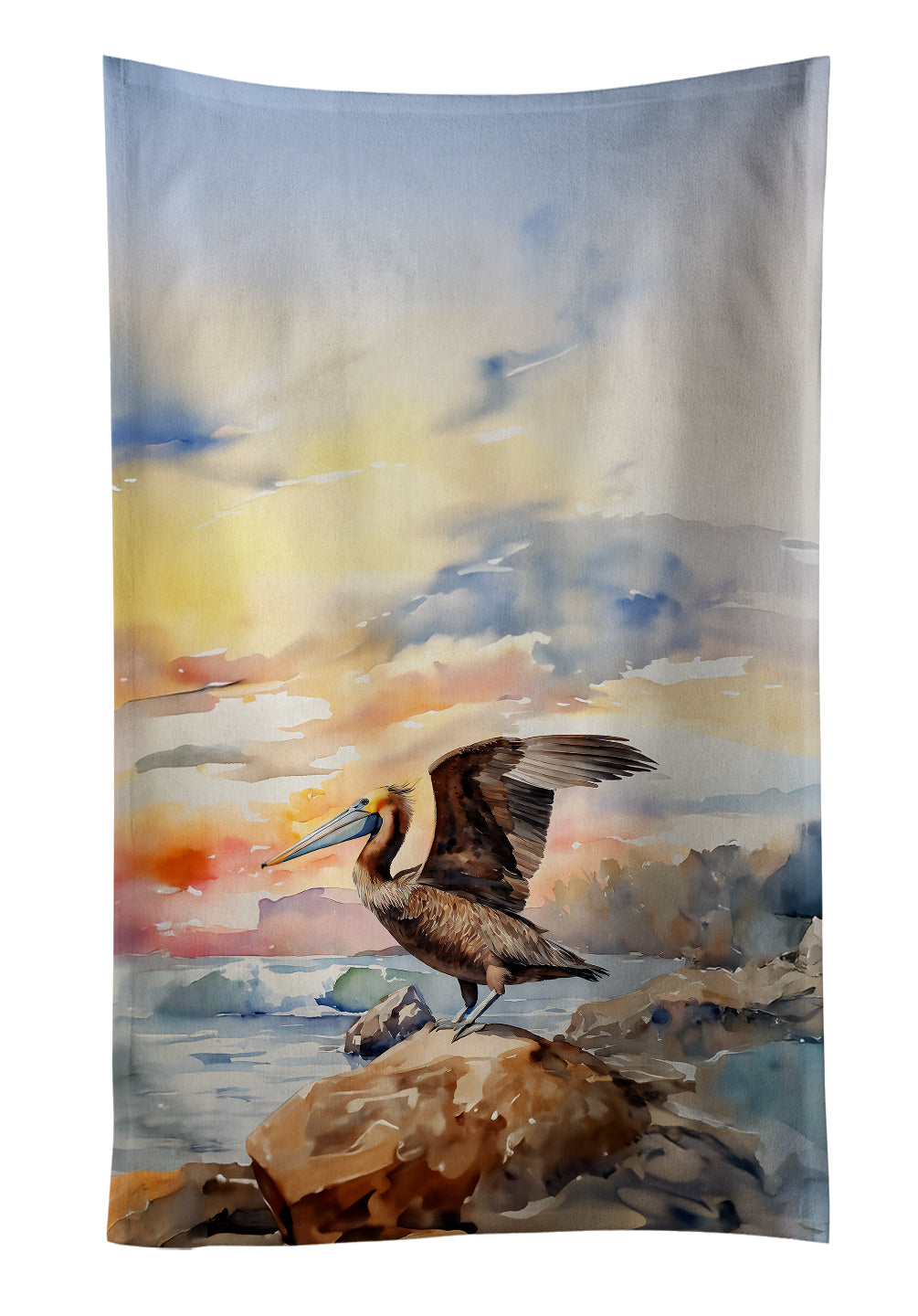 Pelican Kitchen Towel Velour Plush Front and Cotton Loop Back Machine Washable