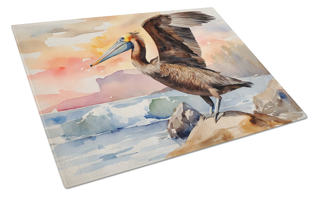 Pelican Cutting Board Tempered Glass Kitchen Cutting Surface, Heat Resistant Chopping, Non-Slip Feet, Food Prep & Serving