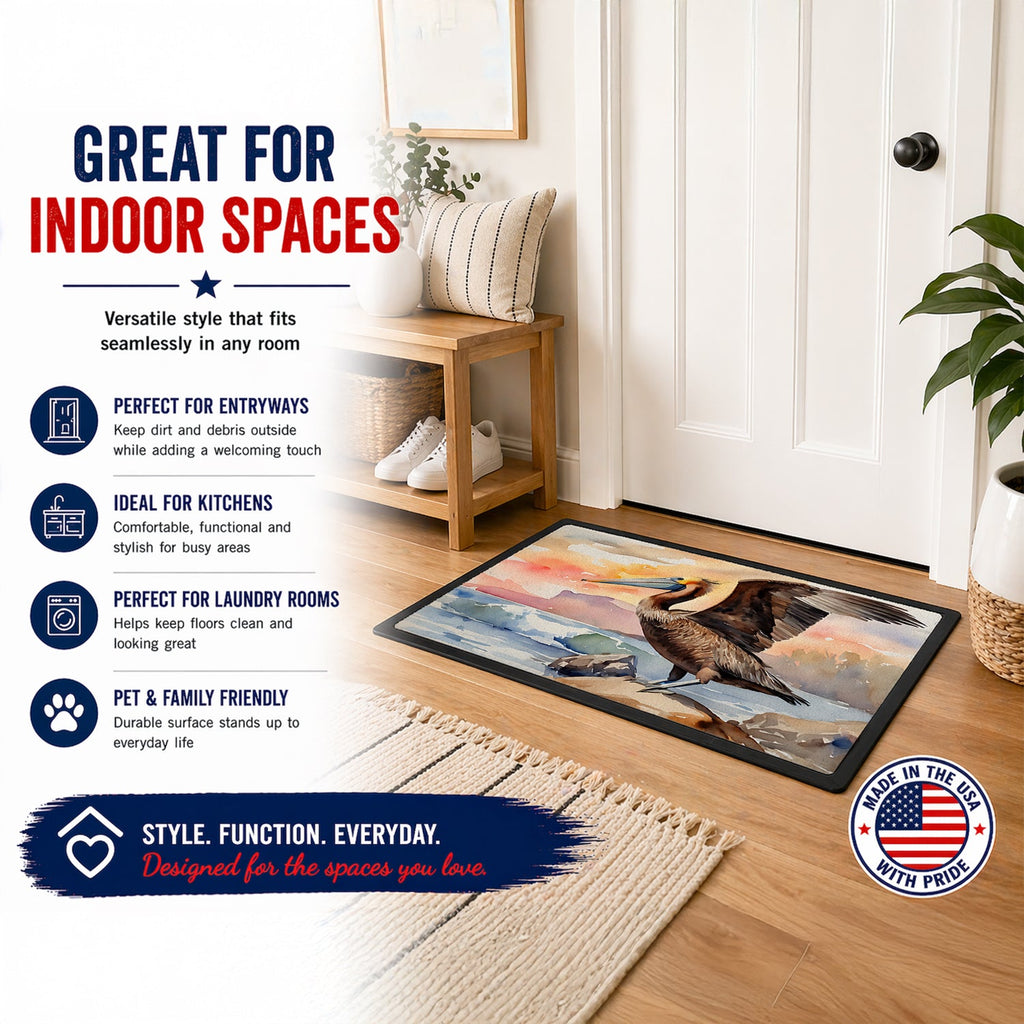 Pelican Doormat Indoor Outdoor 18H X 27W Front Door Mat Rugs for Entryway, Non Slip Washable