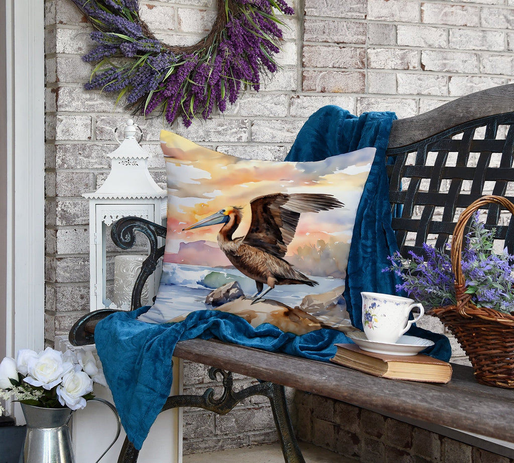 Pelican Decorative Throw Pillow 18x18 Indoor Outdoor Accent Cushion, Fabric Cover with Insert for Sofa, Bed, Porch & Living Room
