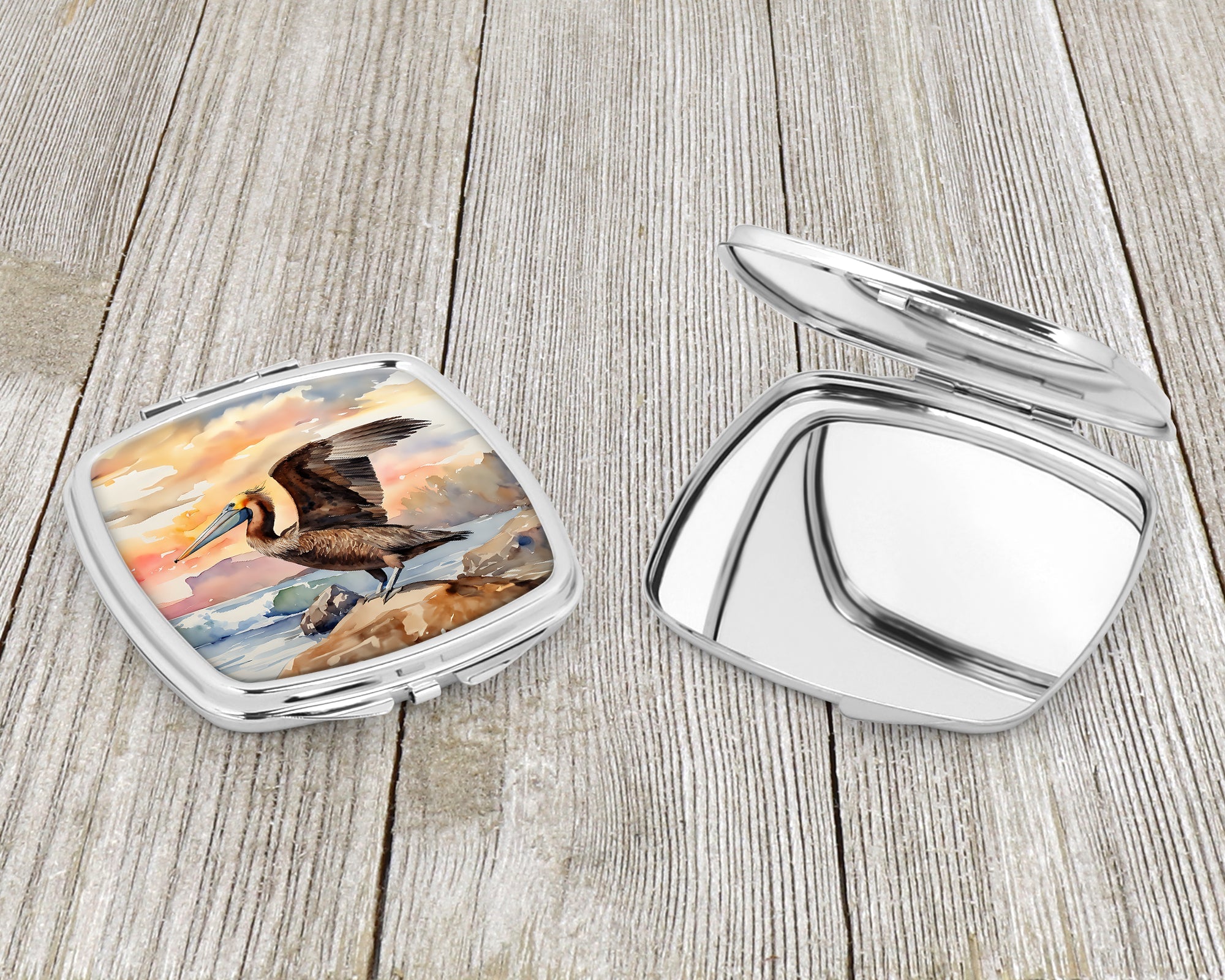 Pelican Compact Mirror Decorative Travel Makeup Mirror for Women Girls Gifts Pocket Makeup Mirror Folding Handheld
