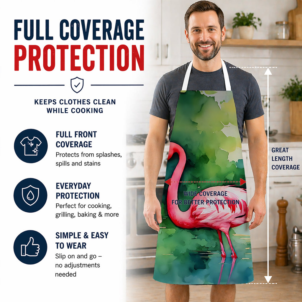 Flamingo Apron Cooking Kitchen Server Baking Crafts Gardening for Adult Women Men, Unisex, Large, Multicolor