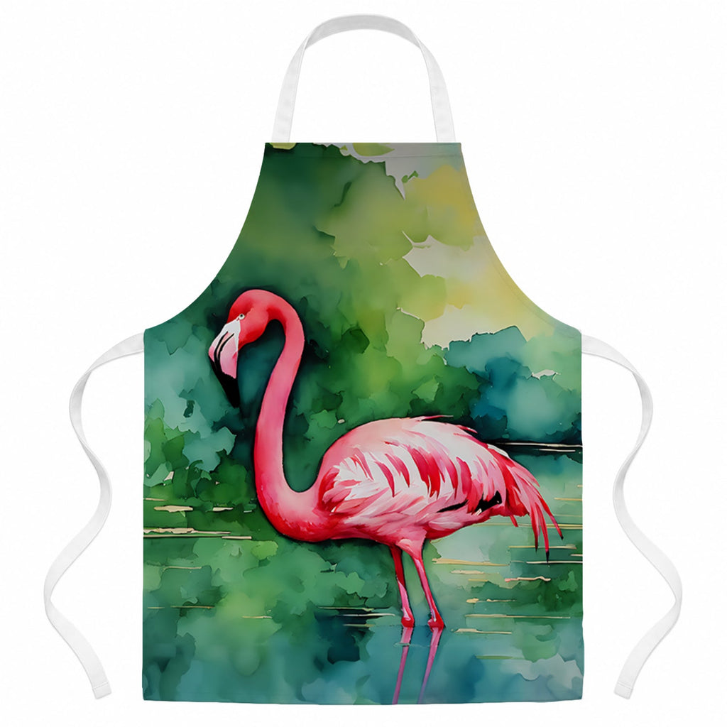 Flamingo Apron Cooking Kitchen Server Baking Crafts Gardening for Adult Women Men, Unisex, Large, Multicolor