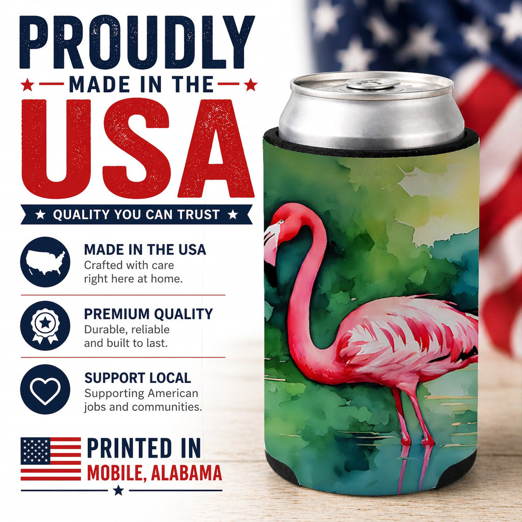 Flamingo Can or Bottle Hugger Cooler Sleeve for Standard 12 oz Cans, Insulated Foam Beer & Soda Can Hugger Reusable